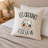 Housse de Coussin Les cigognes c'est la vie