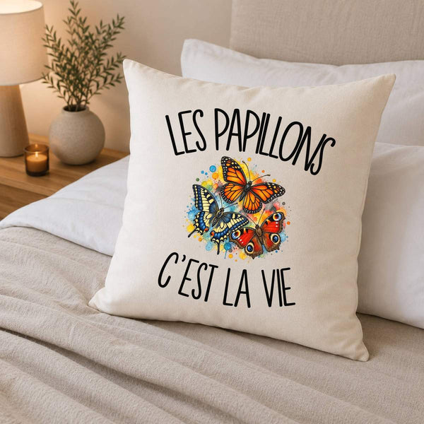 Housse de Coussin Les papillons c'est la vie