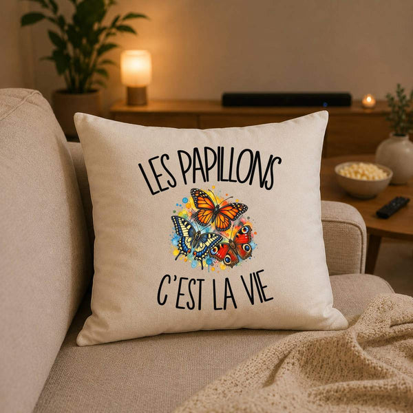 Housse de Coussin Les papillons c'est la vie