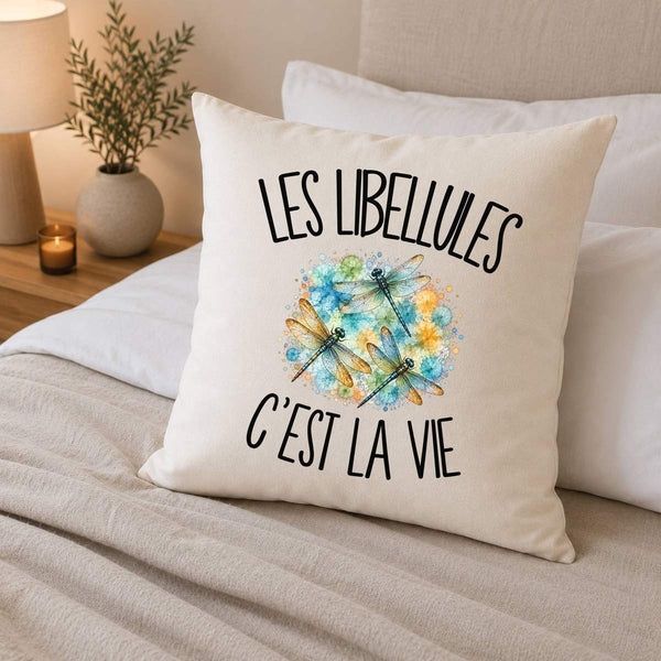 Housse de Coussin Les libellules c'est la vie