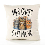 Housse de Coussin Mes chats c'est ma vie