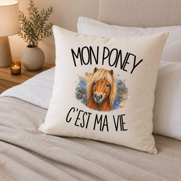 Housse de Coussin Mon poney c'est ma vie