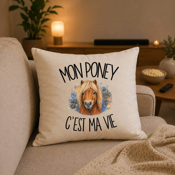 Housse de Coussin Mon poney c'est ma vie