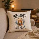 Housse de Coussin Mon poney c'est ma vie
