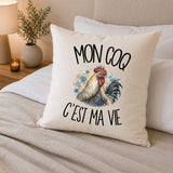 Housse de Coussin Mon coq c'est ma vie