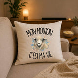 Housse de Coussin Mon mouton c'est ma vie