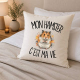 Housse de Coussin Mon hamster c'est ma vie