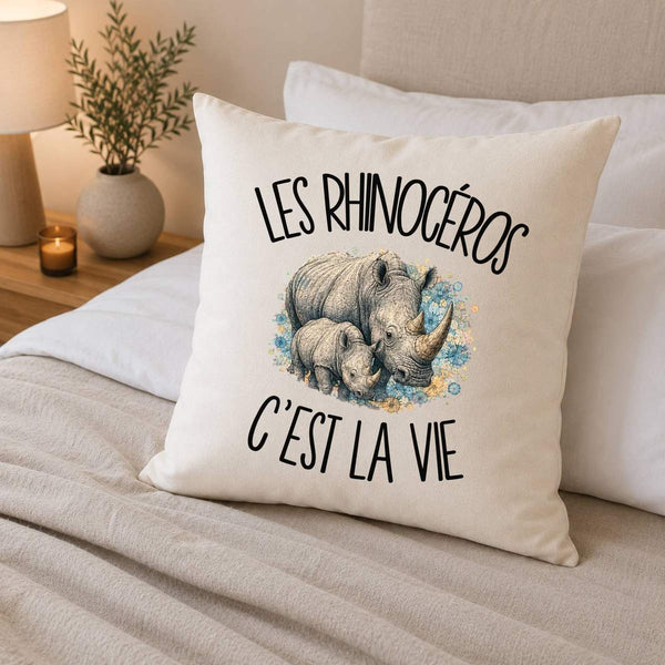 Housse de Coussin Les rhinocéros c'est la vie