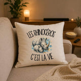 Housse de Coussin Les rhinocéros c'est la vie