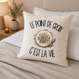 Housse de Coussin Le point de croix c'est la vie