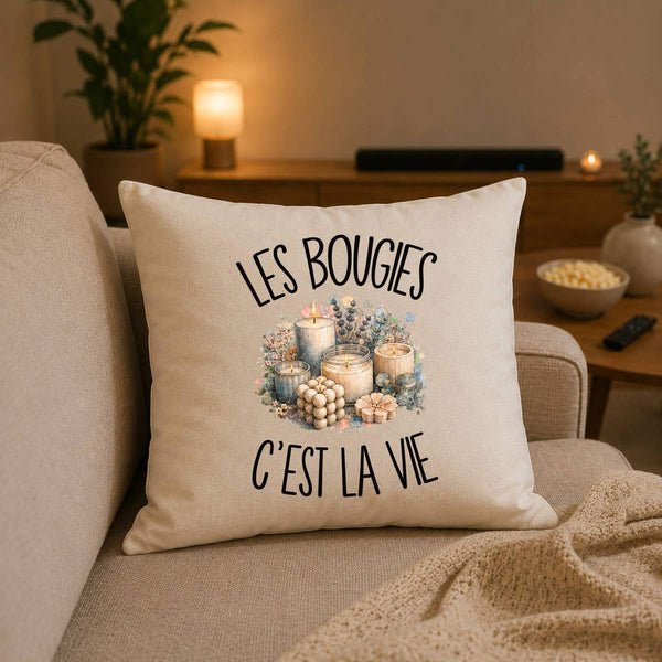 Housse de Coussin Les bougies c'est la vie