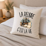Housse de Coussin La reliure c'est la vie