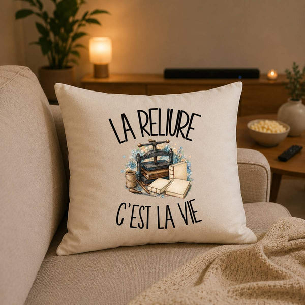 Housse de Coussin La reliure c'est la vie