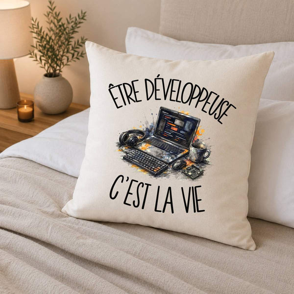Housse de Coussin Être développeuse c'est la vie