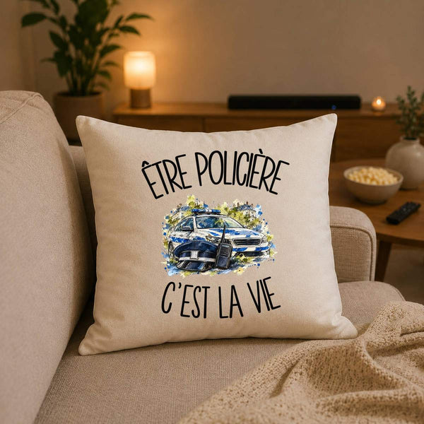 Housse de Coussin Être policière c'est la vie