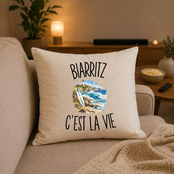 Housse de Coussin Biarritz c’est la vie