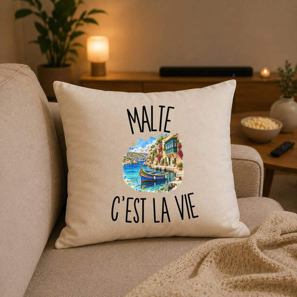 Housse de Coussin Malte c’est la vie
