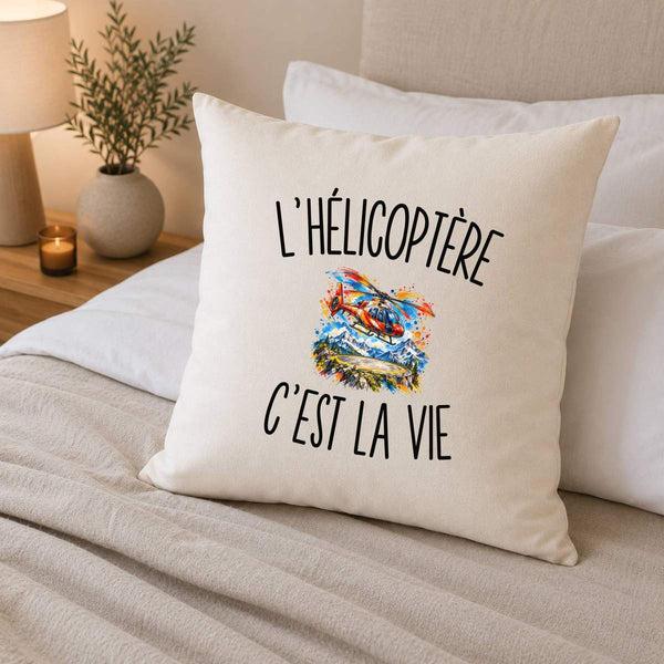 Housse de Coussin L’Hélicoptère c’est la vie