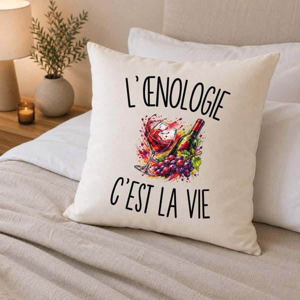 Housse de Coussin L’Œnologie c’est la vie