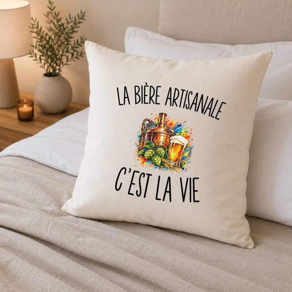 Housse de Coussin La Bière Artisanale c’est la vie