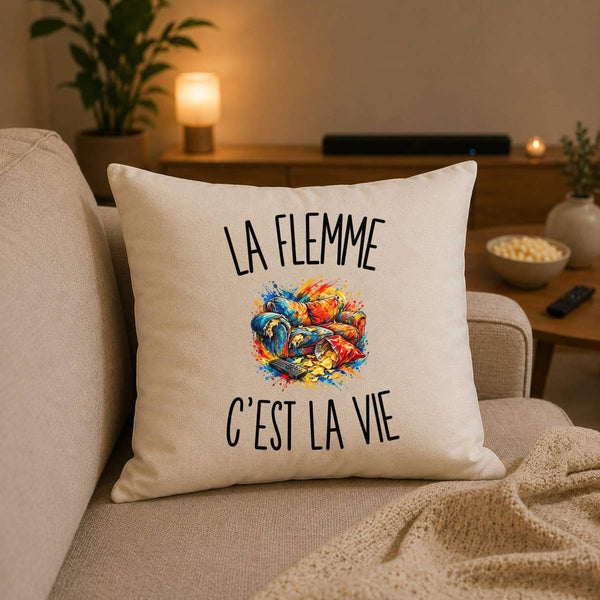 Housse de Coussin La Flemme c’est la vie