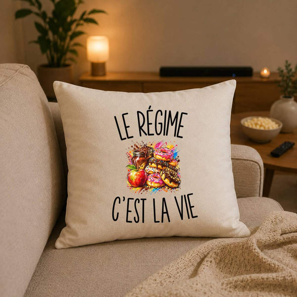 Housse de Coussin Le Régime c’est la vie