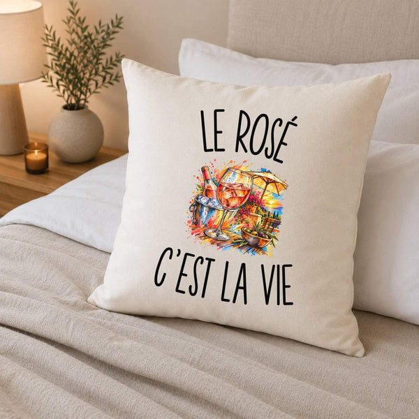 Housse de Coussin Le Rosé c’est la vie