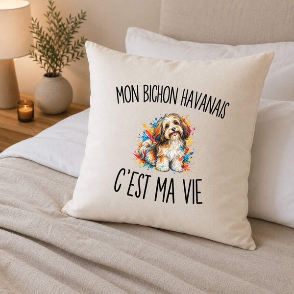Housse de Coussin Mon Bichon Havanais c’est ma vie