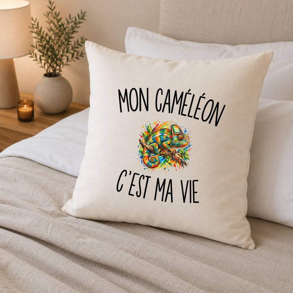 Housse de Coussin Mon Caméléon c’est ma vie
