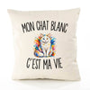 Housse de Coussin Mon Chat Blanc c’est ma vie