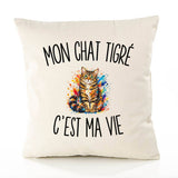Housse de Coussin Mon Chat Tigré c’est ma vie