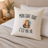 Housse de Coussin Mon Chat Tigré c’est ma vie