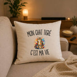 Housse de Coussin Mon Chat Tigré c’est ma vie