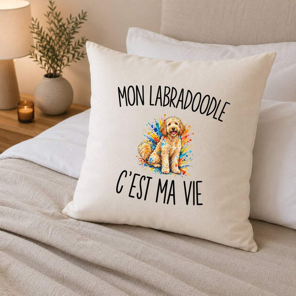 Housse de Coussin Mon Labradoodle c’est ma vie