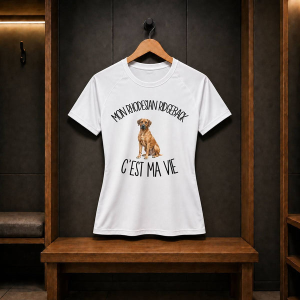 T-shirt de Sport Femme Mon Rhodesian Ridgeback c'est ma vie