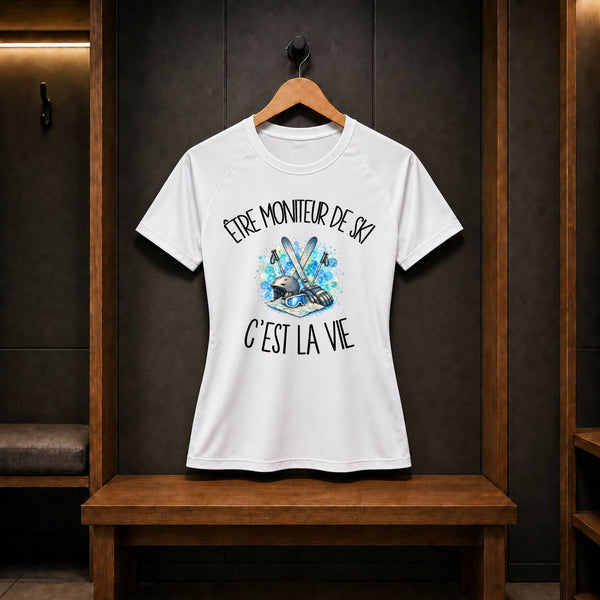 T-shirt de Sport Femme Être moniteur de ski c'est la vie