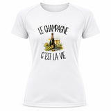 T-shirt de Sport Femme Le champagne c'est la vie