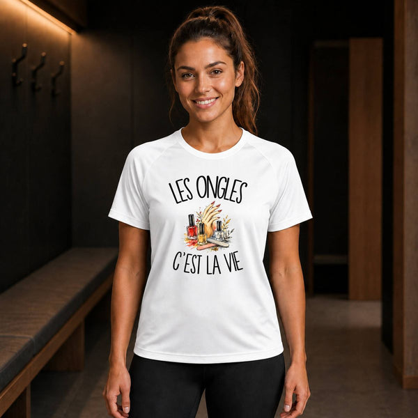 T-shirt de Sport Femme Les ongles c'est la vie