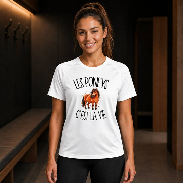 T-shirt de Sport Femme Les poneys c'est la vie
