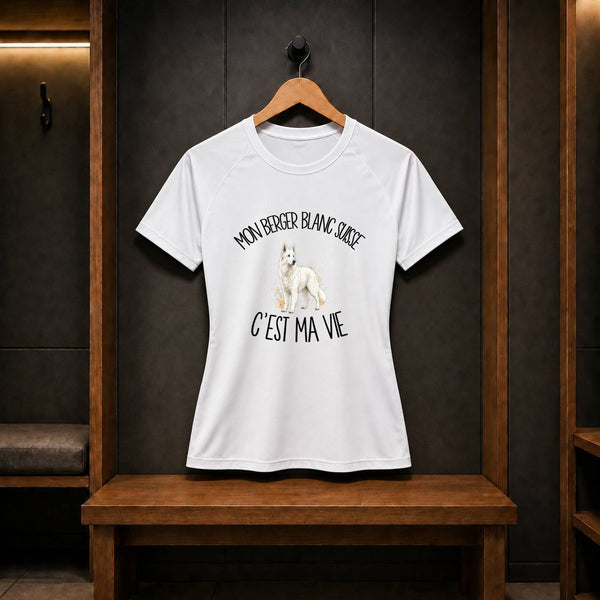 T-shirt de Sport Femme Mon Berger Blanc Suisse c'est ma vie