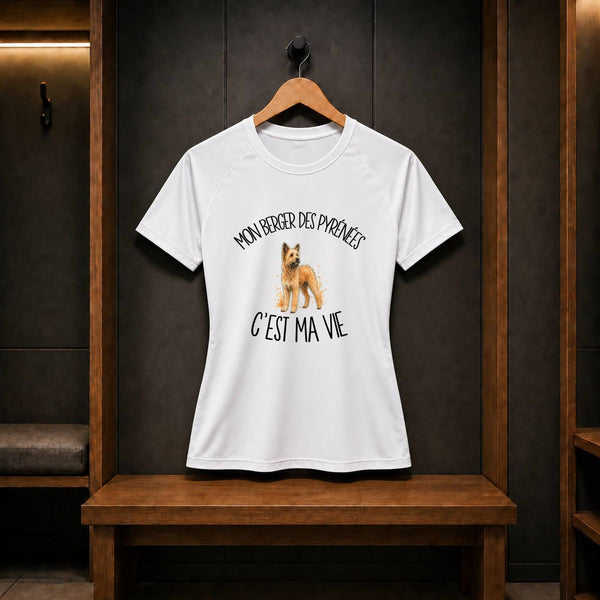T-shirt de Sport Femme Mon Berger des Pyrénées c'est ma vie