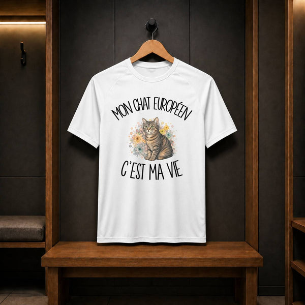 T-shirt de Sport Homme Mon Chat Européen c'est ma vie
