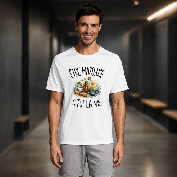 T-shirt de Sport Homme Être masseuse c'est la vie