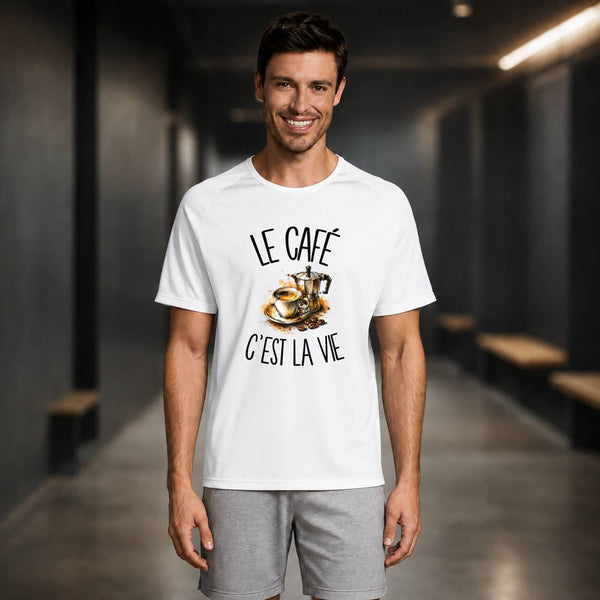 T-shirt de Sport Homme Le café c'est la vie