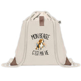 Sac à Dos avec Pochette Avant Beige Mon Beagle c'est ma vie