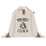 Sac à Dos avec Pochette Avant Beige Mon Husky c'est ma vie