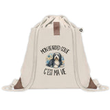 Sac à Dos avec Pochette Avant Beige Mon Bearded Collie c'est ma vie
