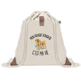Sac à Dos avec Pochette Avant Beige Mon Braque Hongrois c'est ma vie
