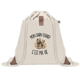 Sac à Dos avec Pochette Avant Beige Mon Cairn Terrier c'est ma vie