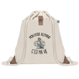 Sac à Dos avec Pochette Avant Beige Mon Dogue Allemand c'est ma vie